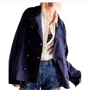 NWOT Free People Women's Deep Blue Pea Coat Size S